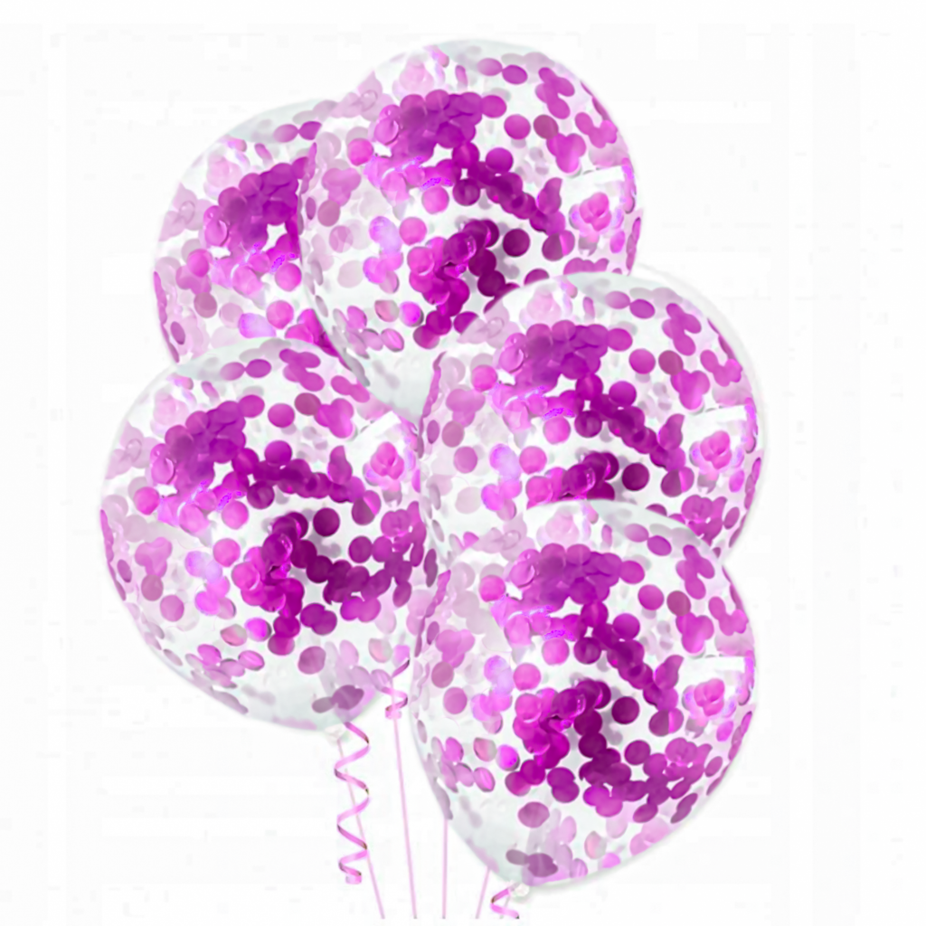 Balon lateksowe konfetti różowe 5szt. gumowe 30cm