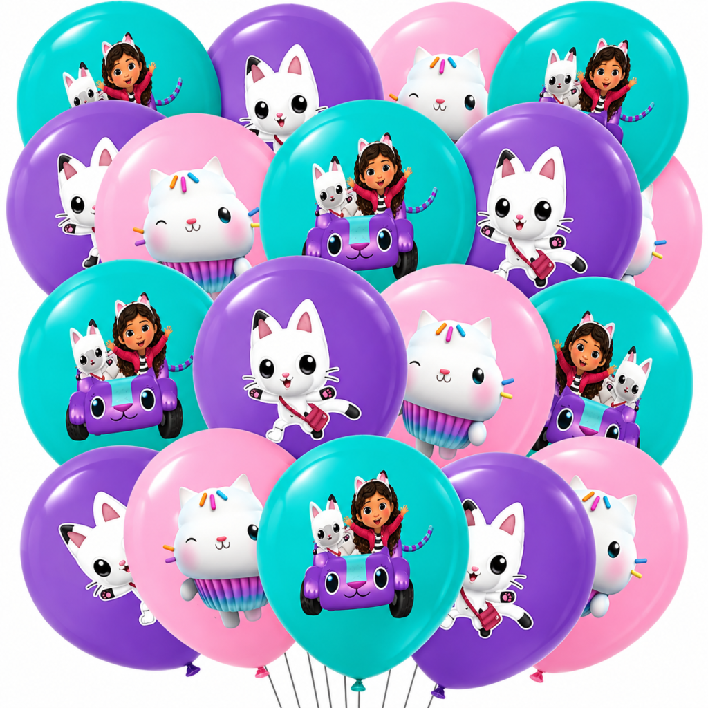 Balony lateksowe Koci Domek Gabi zestaw 18szt.