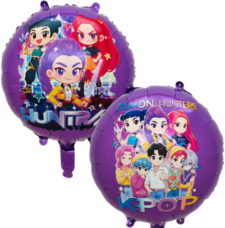 Balon foliowy Huntrix 45cm K-pop Demon Hunters okrągły dwustronny Saja Boys