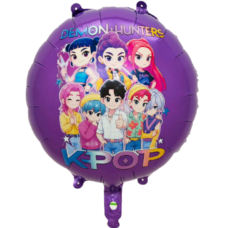 Balon foliowy Huntrix 45cm K-pop Demon Hunters okrągły dwustronny Saja Boys