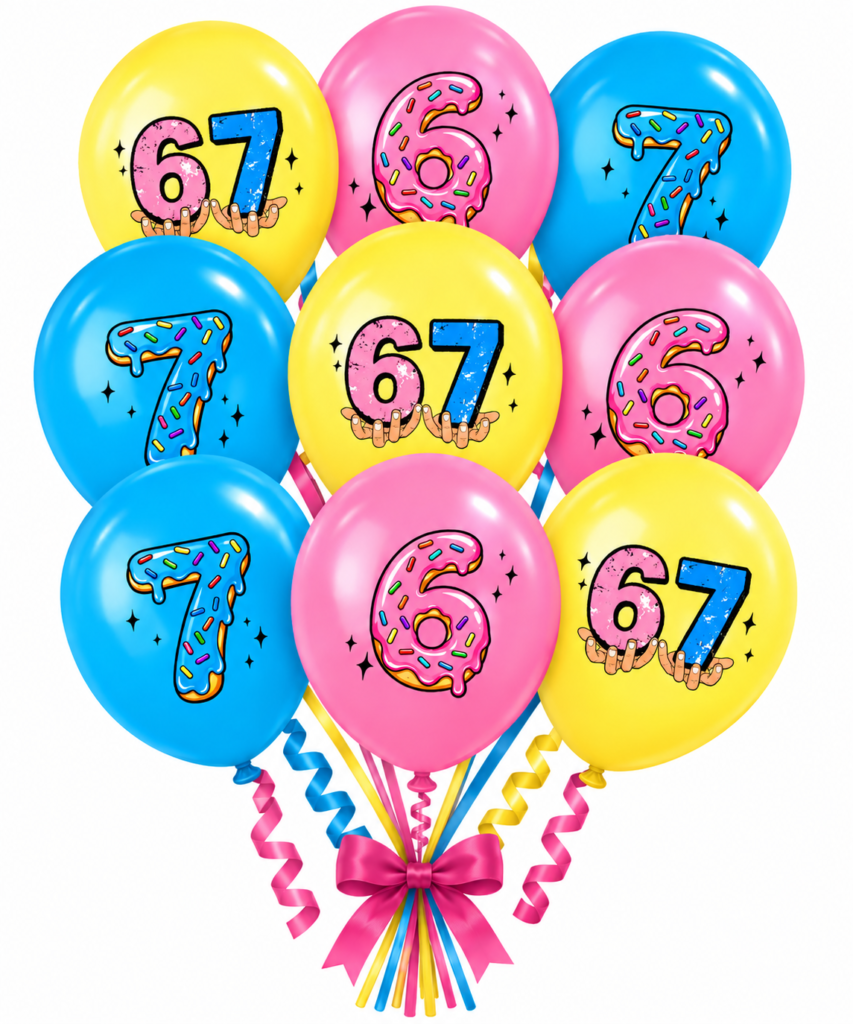 Balony lateksowe 67 six seven 9szt. Steal a Brainrot