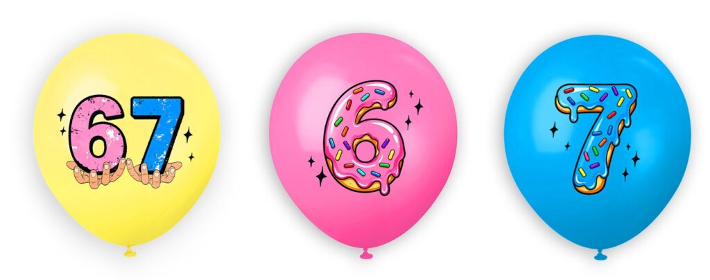 Balony lateksowe 67 six seven 9szt. Steal a Brainrot