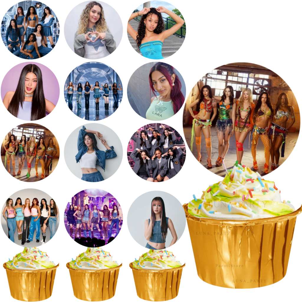 Opłatek waflowy na tort muffinki babeczki Katseye zestaw 11szt. Zespół K-Pop